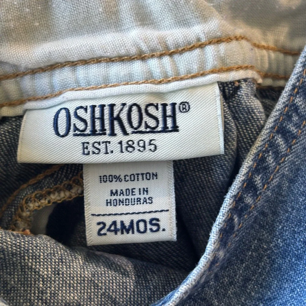 Vintage OshKosh Bgosh Kids Blue Denim Bib Overalls 24 Months Medium Wash Cotton